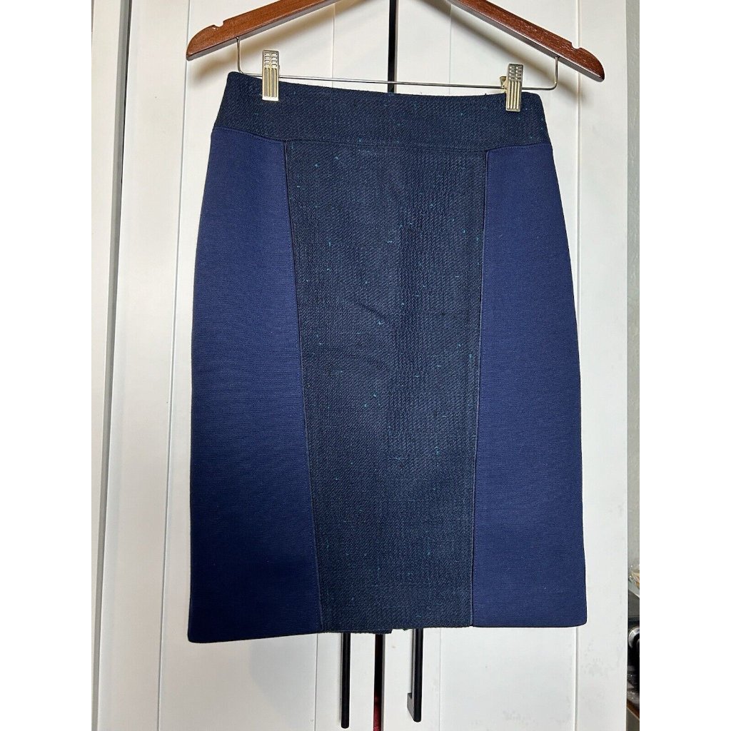 Tahari Women’s Pencil Tweed Skirt Size 2 Blue Zipper
